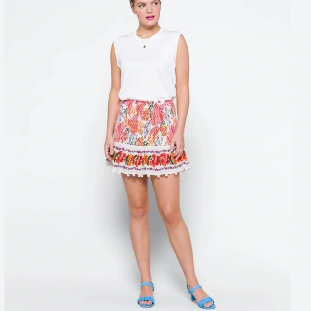 NWOT Farm Rio Spring Bananas Colorful Smocked Mini Skirt Medium